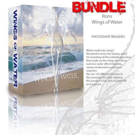Rons 公司出品的高清晰精美水花翅膀、飞溅的水PS系列笔刷 (之二) 