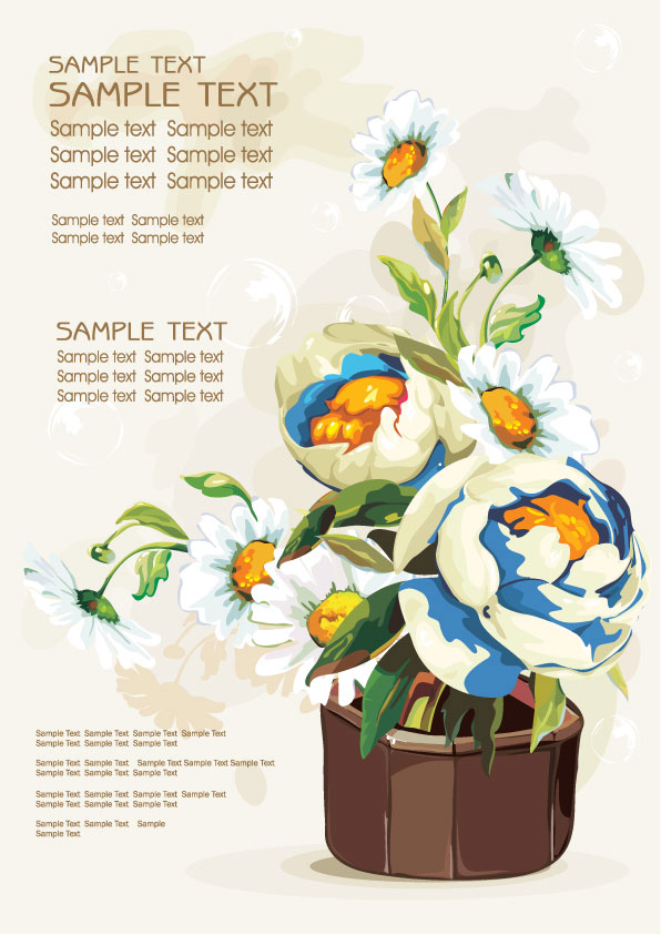 Gouache flowers 03 - Vector material