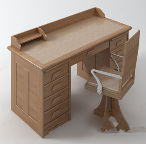 Solid wood desk model
