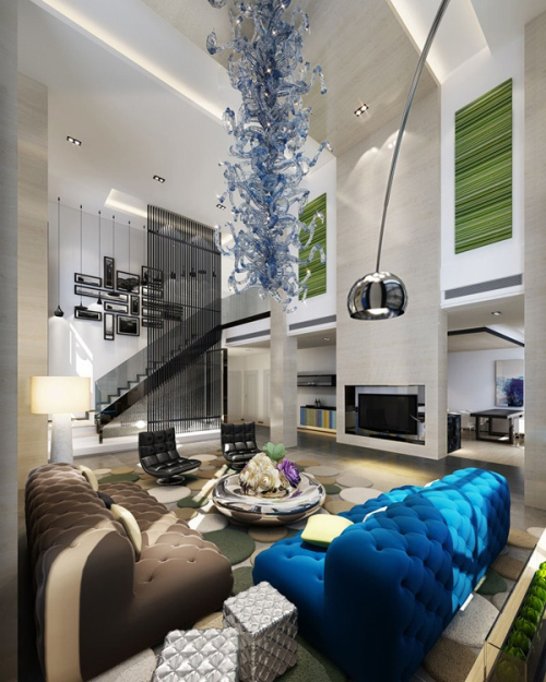 Modern and stylish living room decoration 3d model