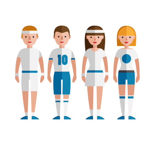 4 wear sportswear characters vector material